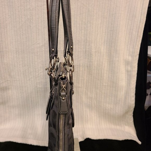 Coach Rare Grey & Silver Canvas Penelope Hobo - Picture 12 of 14